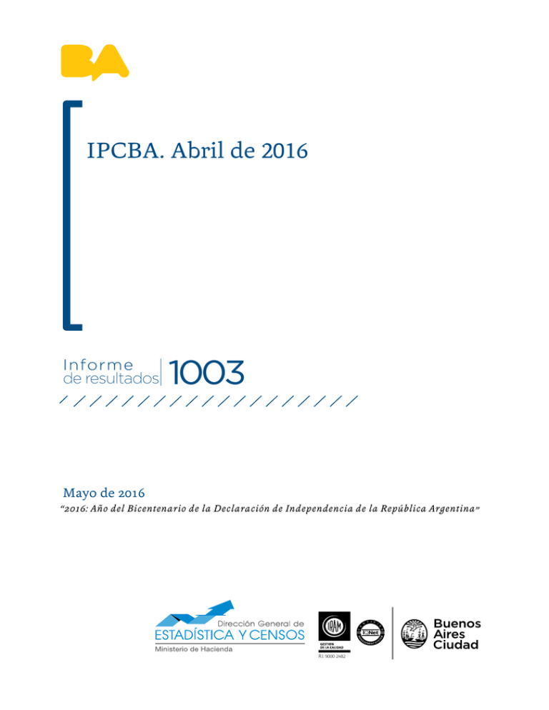 IPCBA. Abril de 2016 Estadística y Censos