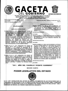 Publicado en la Gaceta del Gobierno el 06 de septiembre de 2011