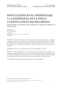 dificultades en el aprendizaje y la enseñanza de la física cuántica