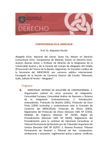 programa del curso Controversias del Mercosur.