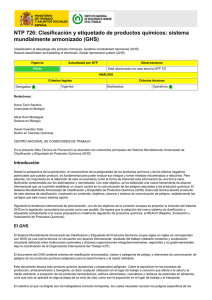 NTP 726: Clasificación y etiquetado de productos químicos: sistema