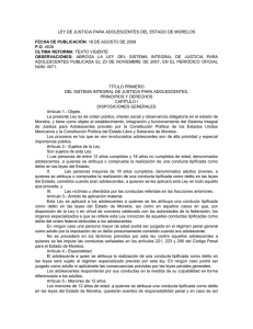 ley de justicia para adolescentes del estado de morelos fecha de