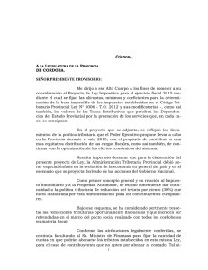 Mensaje Ley Impositiva Anual - Gobierno de la Provincia de Córdoba
