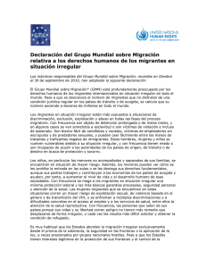Declaración del Grupo Mundial sobre Migración relativa a