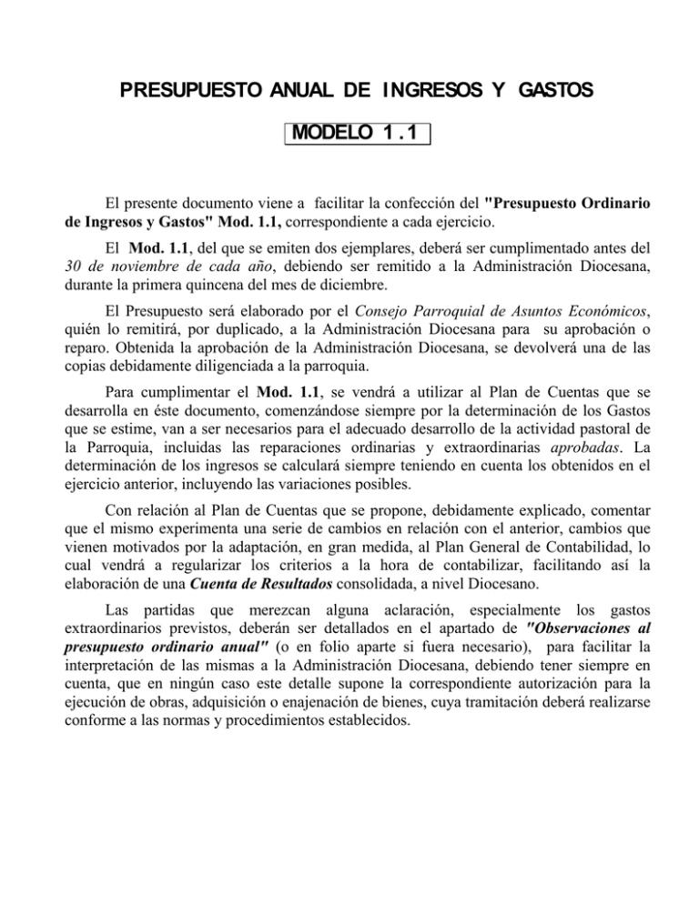 PRESUPUESTO DE INGRESOS Y GASTOS