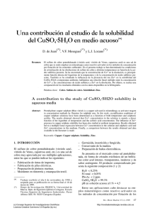 Una contribución al estudio de la solubilidad del CuS04