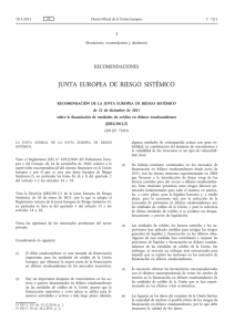 Recomendación de la Junta Europea de Riesgo Sistémico, de 22