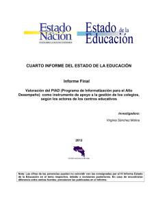 CUARTO INFORME DEL ESTADO DE LA EDUCACIÓN Informe Final