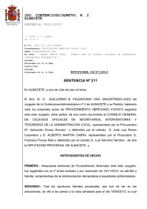 SENTENCIA sobre el cese del Tesorero de la Diputación Provincial