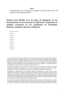 Decreto Foral 29/1989, de 9 de mayo, de delegación en los