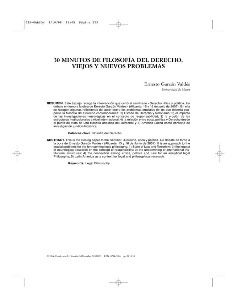 Pdf 30 Minutos De Filosof a Del Derecho Viejos Y Nuevos Problemas