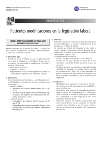 Recientes modificaciones en la legislación laboral