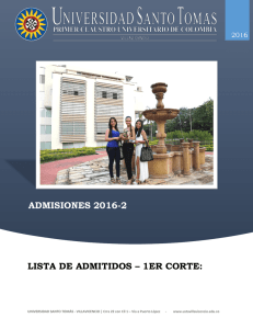 Lista de Admitidos 2016-2 - Universidad Santo Tomás
