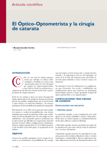 El Óptico-Optometrista y la cirugía de catarata