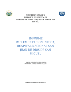 informe implementacion infoca, hospital nacional san juan de dios