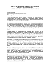 1 mensaje del presidente constitucional del perú, doctor alan garcía