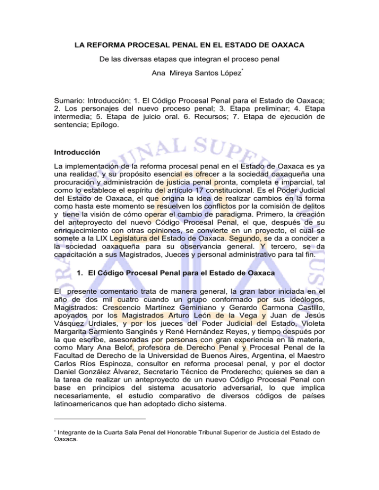 la reforma procesal Juicio Oral Oaxaca