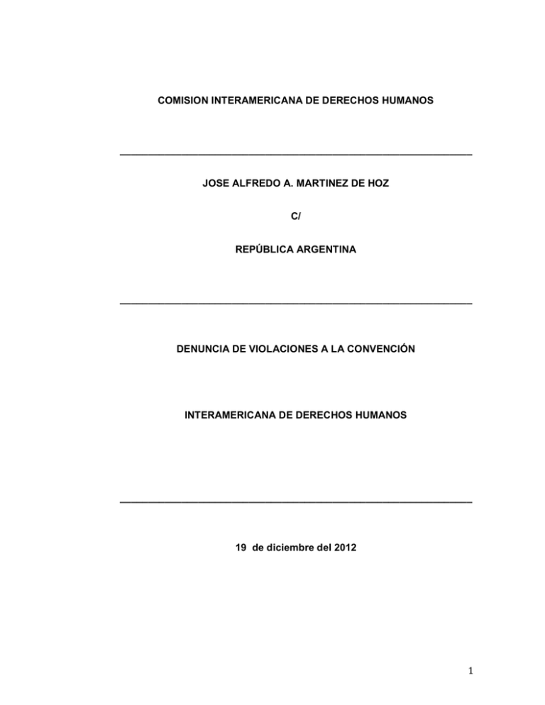 Denuncia Ante La Comisión Interamericana De Derechos Humanos