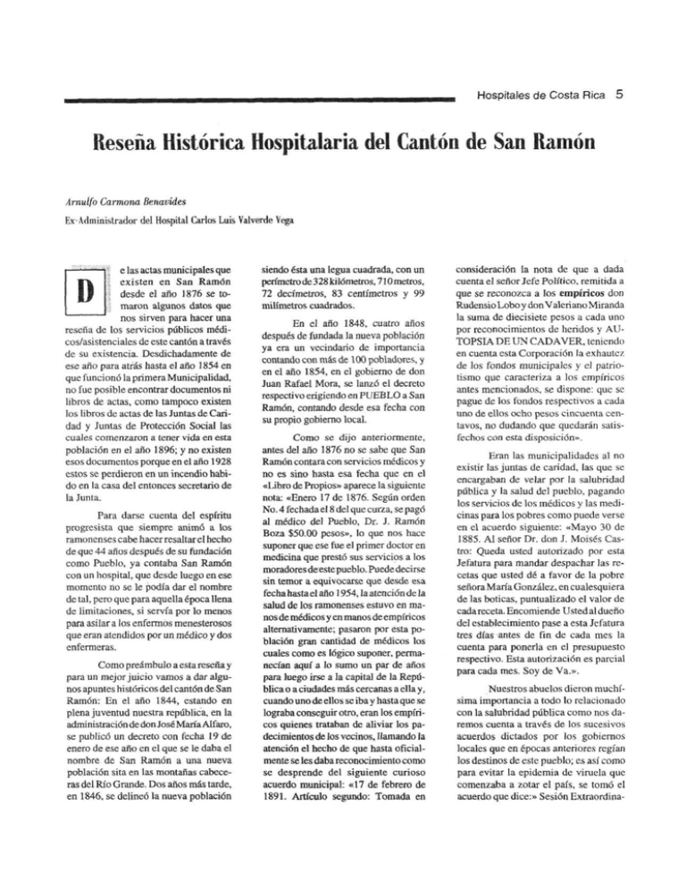 Reseña Histórica (Hospital de San Ramón)