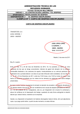 CARTA DE DESPIDO DISCIPLINARIO