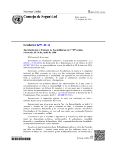 Resolución 2295 - Consejo de Seguridad de las Naciones Unidas