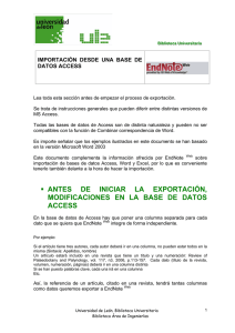 importación desde una base de datos access