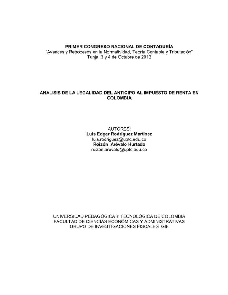 PRIMER CONGRESO NACIONAL DE CONTADUR A