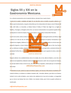 Siglos XX y XXI en la Gastronomía Mexicana.