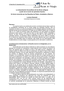 La interpretación foucaultiana de las éticas antiguas a partir de la