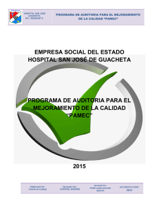 empresa social del estado hospital san josé de guacheta pamec 2015
