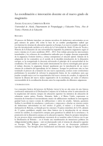 La coordinación e innovación docente en el nuevo grado de