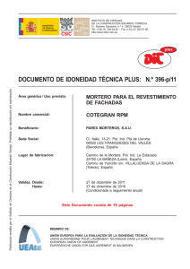 DOCUMENTO DE IDONEIDAD TÉCNICA PLUS: N.º 396-p/11