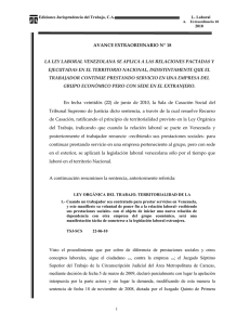 avance extraordinario nº 18 la ley laboral venezolana se - Juris-Line