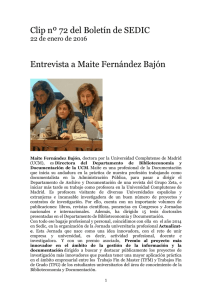 Clip nº 72 del Boletín de SEDIC Entrevista a Maite Fernández Bajón