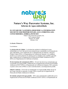 Nature`s Way Purewater Systems, Inc. Informe de Agua embotellada