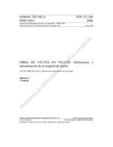 NTP 231.350. 2006. FIBRA DE VICUÑA EN VELLON. Definiciones y