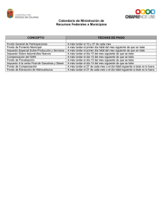 Calendario de Ministración de Recursos Federales a Municipios