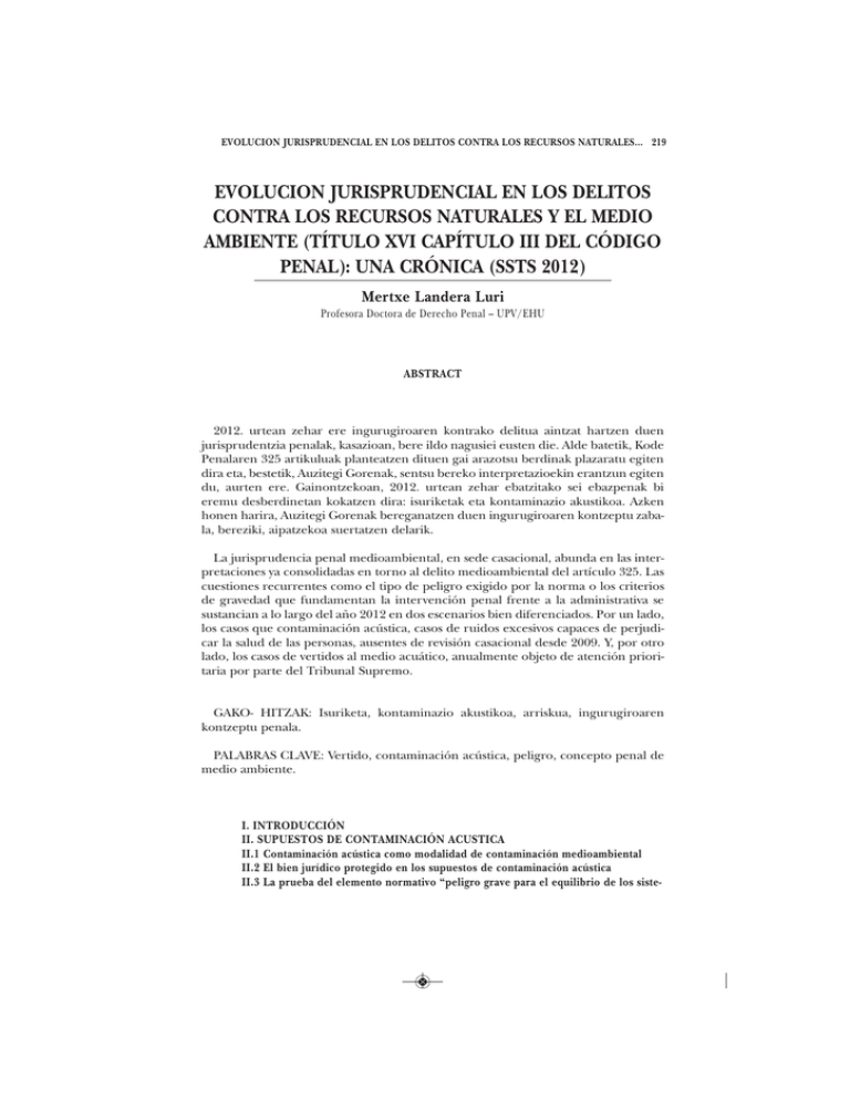 Evoluci n Jurisprudencial En Los Delitos Contra Los Recursos