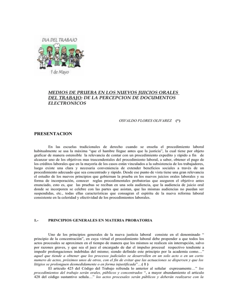 Medios De Prueba En Materia Laboral Percepcion 8723