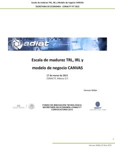 Escala de madurez TRL, IRL y modelo de negocio CANVAS