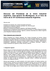 Discurso del Presidente de la Unión Industrial Argentina, José