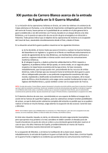 XXI puntos de Carrero Blanco acerca de la entrada de España en la