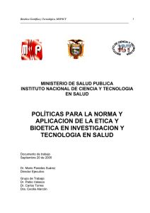Política Nacional de Bioética consensuada al interior de la comisión