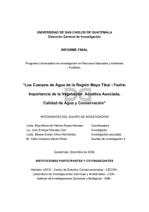Los Cuerpos de Agua de la Región Maya Tikal –Yaxhá - DIGI