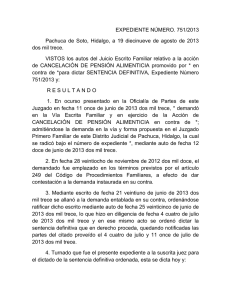 EXPEDIENTE NÚMERO. 751/2013 Pachuca de Soto, Hidalgo, a 19