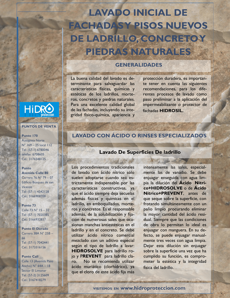 lavado inicial de fachadas y pisos nuevos de ladrillo, concreto y