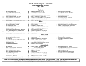 Escuela Primaria Margaret B. Henderson Lista de Materiales