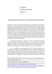 Consideraciones concretas relativas a la reforma de los delitos de