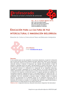 educación para la cultura de paz intercultural e inmigración