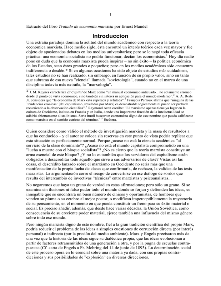 Introduccion Del Libro "Tratado De Economía Marxista"